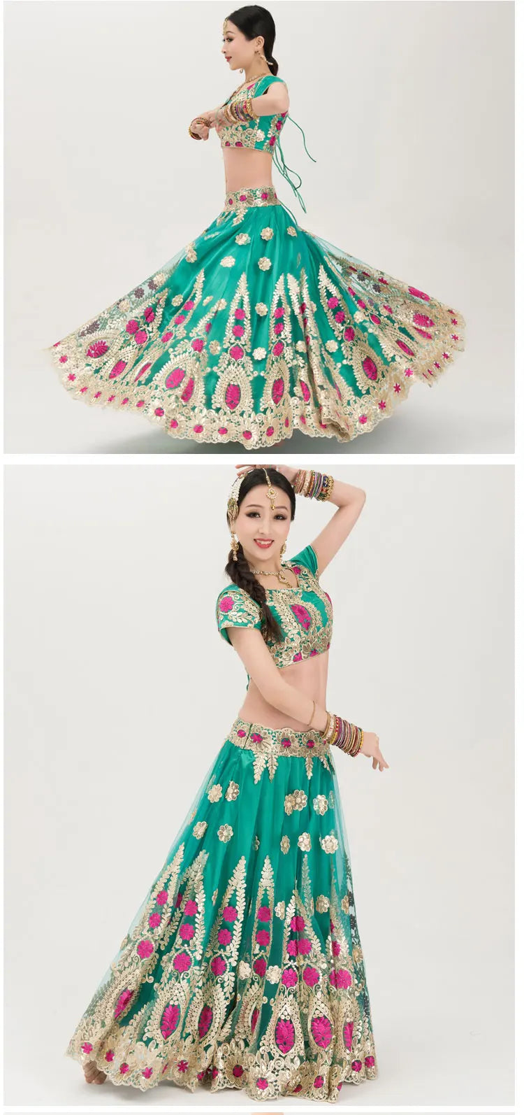 Indian Dance Costume Boutique Embroidery Lenhana Kali Punjab Bollywood Performance Dress Katak Women
