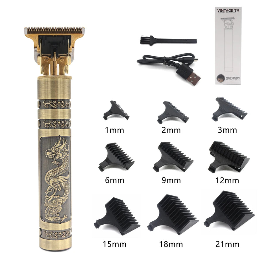 Tondeuse à cheveux professionnelle T9, corps en métal, tondeuse à barbe pour hommes, lame en acier inoxydable, tondeuse à cheveux et à barbe