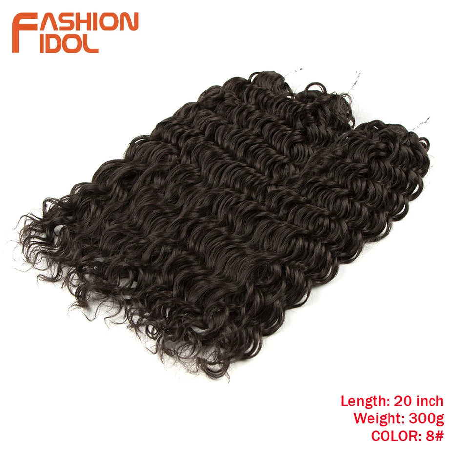 Extensions de cheveux bouclés FASHION IDOL, ondulations profondes, torsades, 50 cm, blond ombré, crochet synthétique.