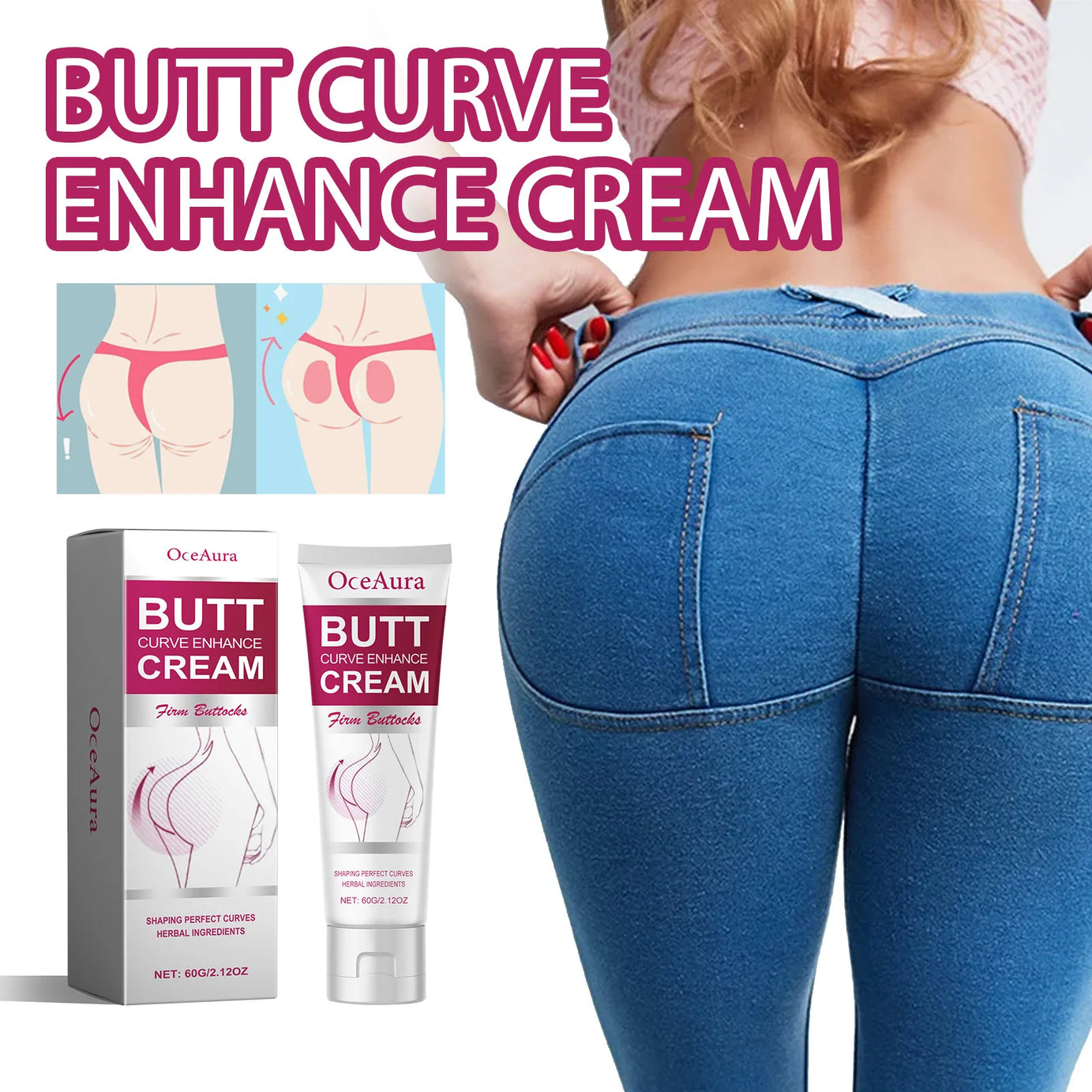 Crème liftante pour les fesses, les hanches et la poitrine, massage pour une croissance plus ferme et repulpante, prévient l'affaissement des seins, pour des fesses plus volumineuses, raffermies et galbées.