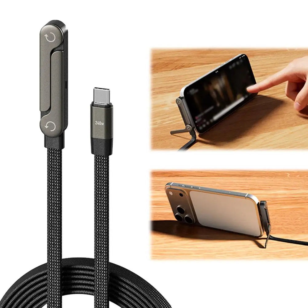 Support de téléphone portable pliable à charge rapide 240 W, câble de données, réglage multi-angle, charge continue.