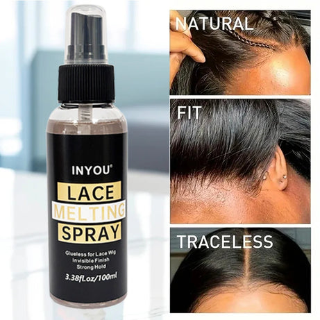 Spray fixateur pour perruques Lace Front 100 ml, effet fondant et naturel. Colle forte effet fondu.
