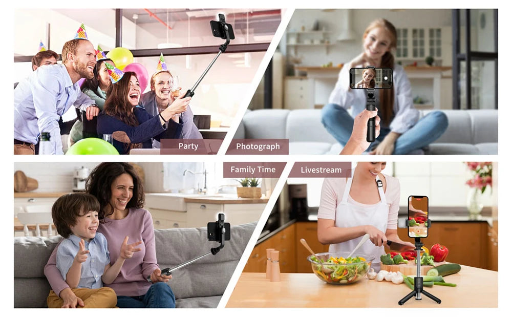 Perche à selfie sans fil Bluetooth avec trépied pliable et portable, éclairage d'appoint et télécommande pour smartphones Android et iPhone.