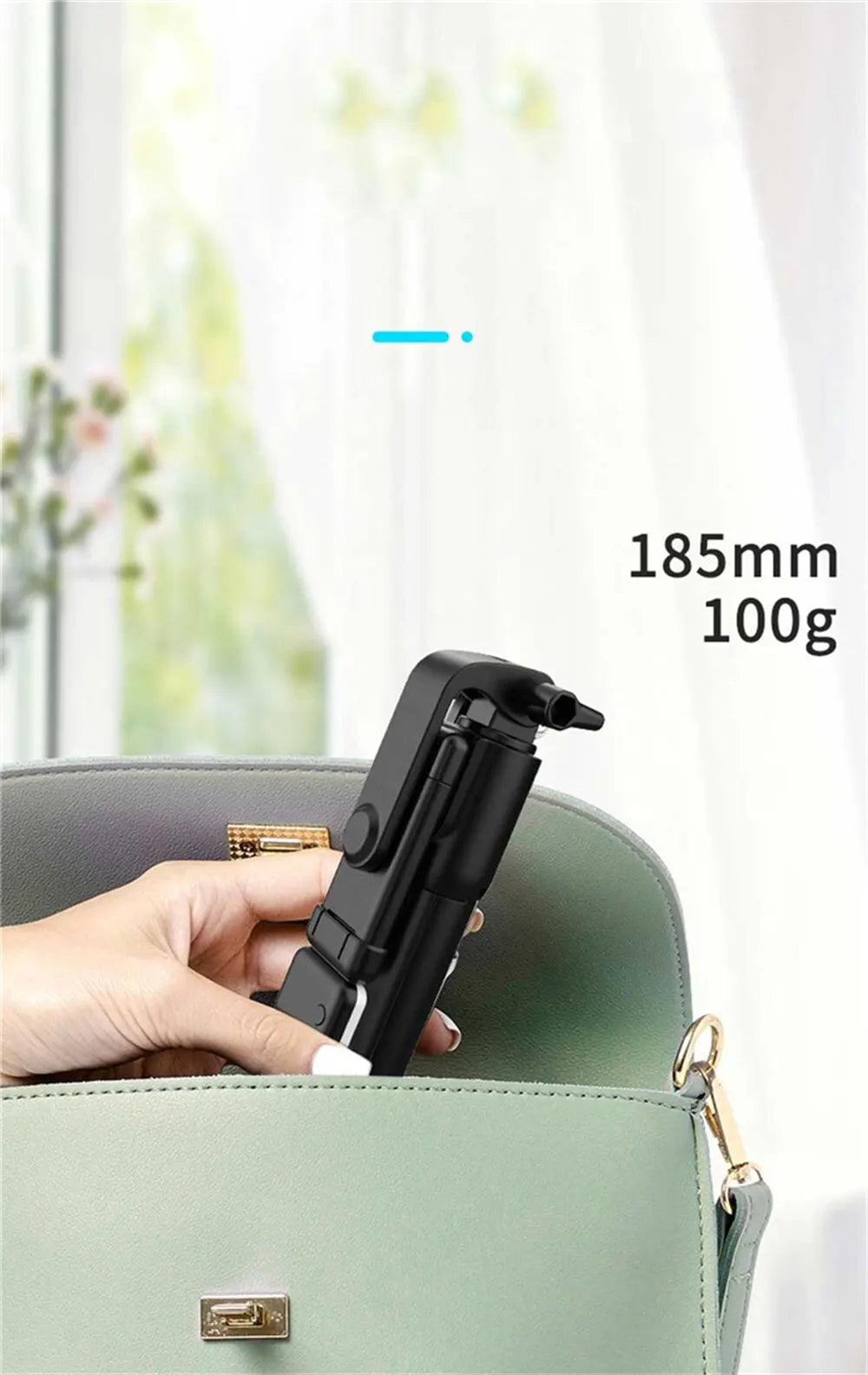 Perche à selfie avec trépied, télécommande Bluetooth et support de téléphone sans fil avec lumière LED intégrée pour le streaming en direct.