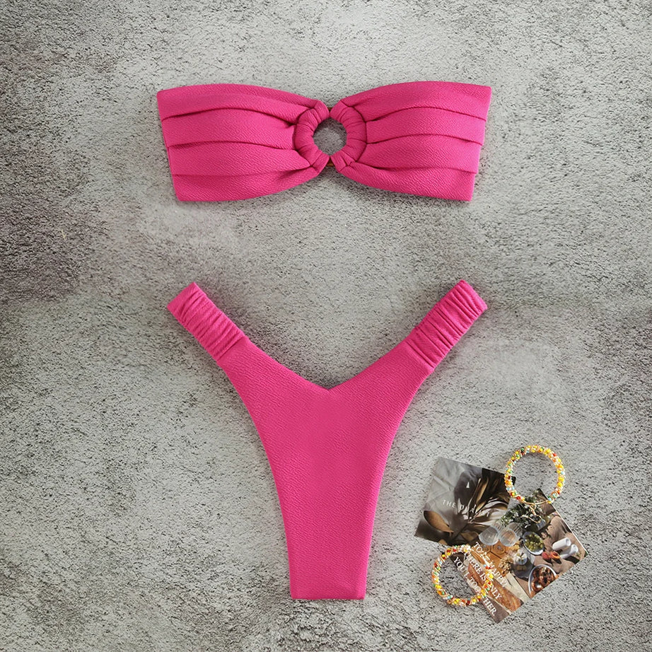 Micro bikini push-up, maillots de bain femme 2024, maillots de bain sexy, ensemble bikini brésilien, string, bikini uni