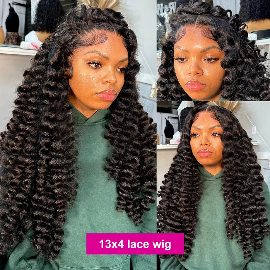 Perruque Lace Frontale HD 13x6 en cheveux humains brésiliens ondulés, 40 à 42 pouces, pour femmes.