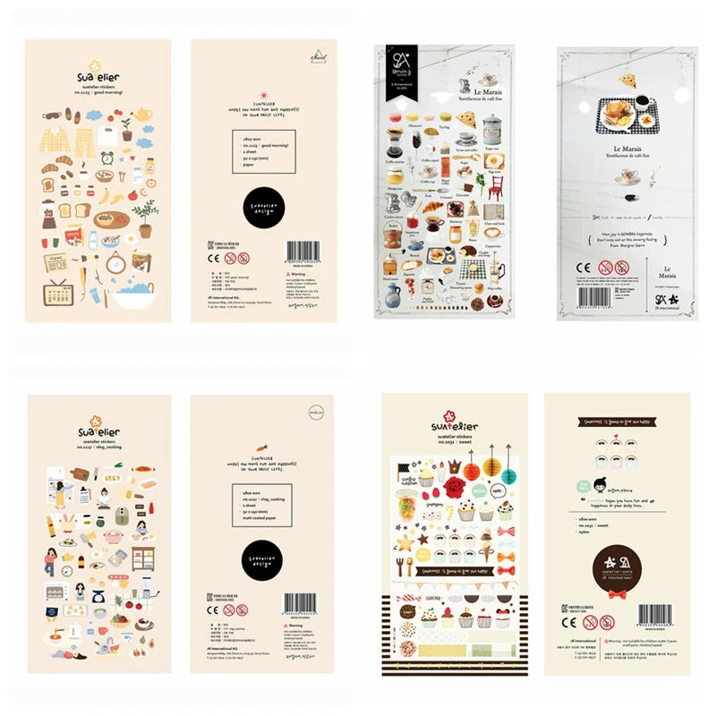 Autocollants Suatelier Foods, scrapbooking esthétique, jolis stickers pour carnets de voyage, décorations coréennes, agendas et fournitures de loisirs créatifs.
