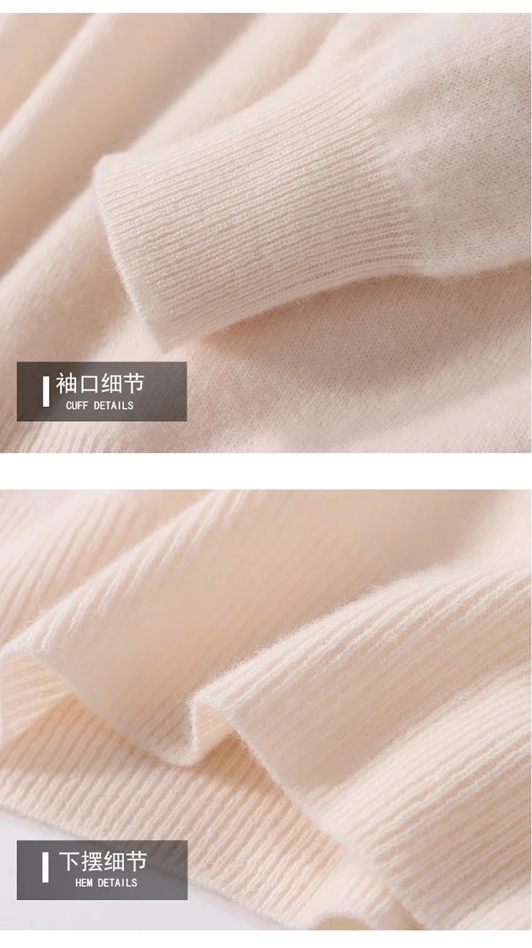 Pull 100 % laine mérinos pour femme, grande taille jusqu'à 5XL, col demi-lune, maille ample, manches longues, finitions cachemire.