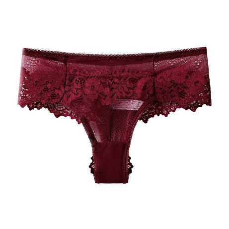 Culotte en dentelle noire sexy pour femme, string taille basse, lingerie respirante brodée, sous-vêtements séduisants