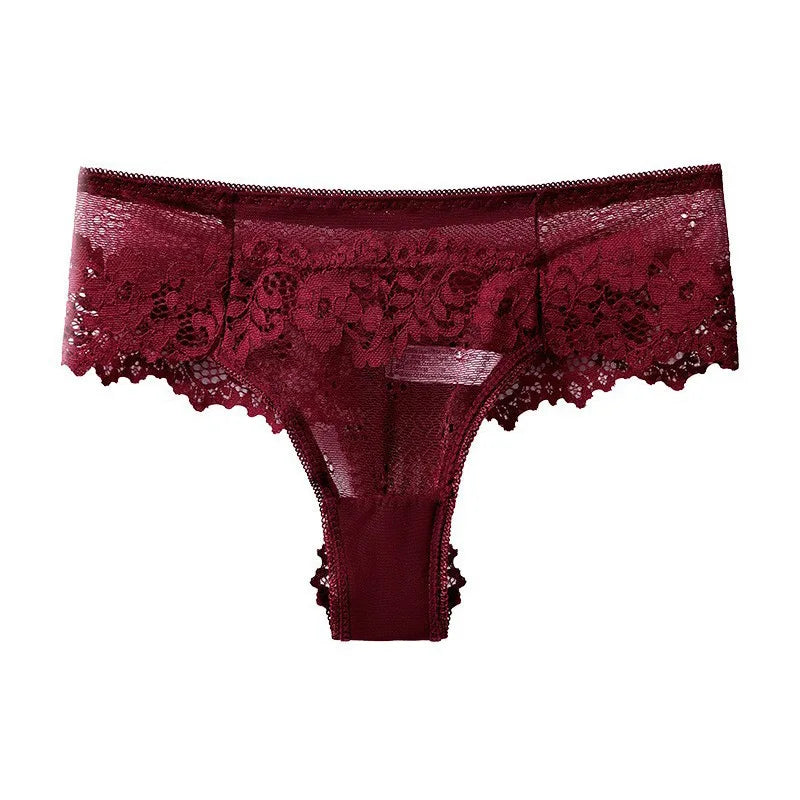 Culotte en dentelle noire sexy pour femme, string taille basse, lingerie respirante brodée, sous-vêtements séduisants