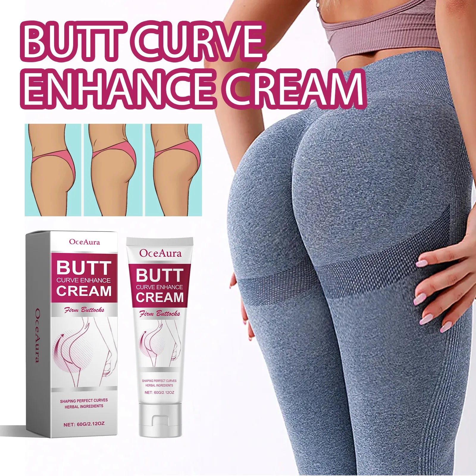 Crème liftante pour les fesses, les hanches et la poitrine, massage pour une croissance plus ferme et repulpante, prévient l'affaissement des seins, pour des fesses plus volumineuses, raffermies et galbées.