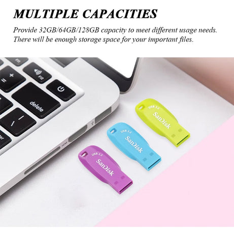 Clé USB 3.2 Sandisk CZ410 100 % originale, 32 Go, 64 Go, 128 Go, mini-clé USB haute vitesse.