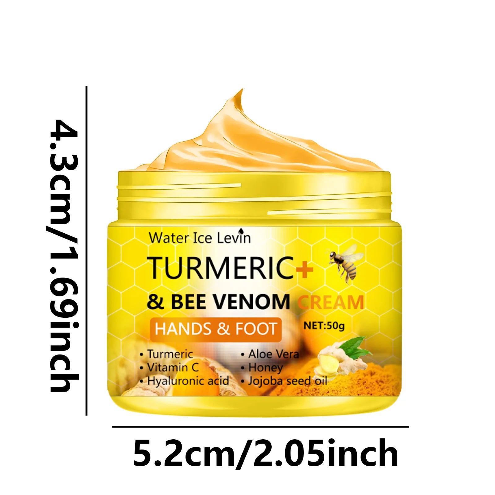 Crème anti-dessèchement pour les pieds et les mains fendillés au curcuma et au venin d'abeille, soin réparateur pour éliminer les peaux mortes des pieds et des mains (50 g).