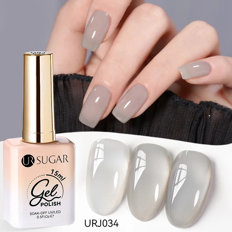 Vernis gel semi-permanent UR SUGAR 15 ml, couleur blanc laiteux translucide, effet gelée, UV, semi-permanent, pour nail art, à dissoudre. Dernière tendance.