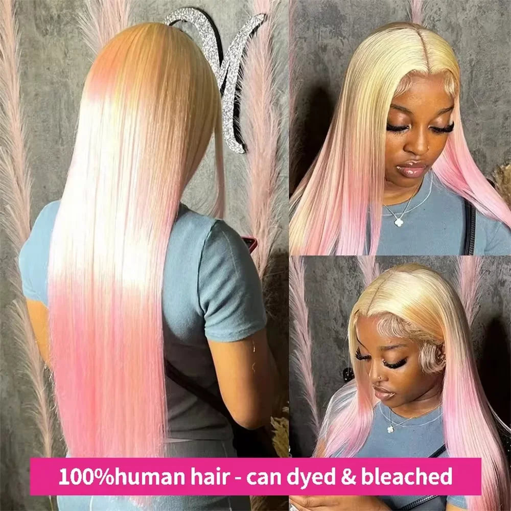 Perruque en cheveux humains blonds raides, transparente HD 613, avec lace front 13x4 ou 13x6, style brésilien, pré-épilée.