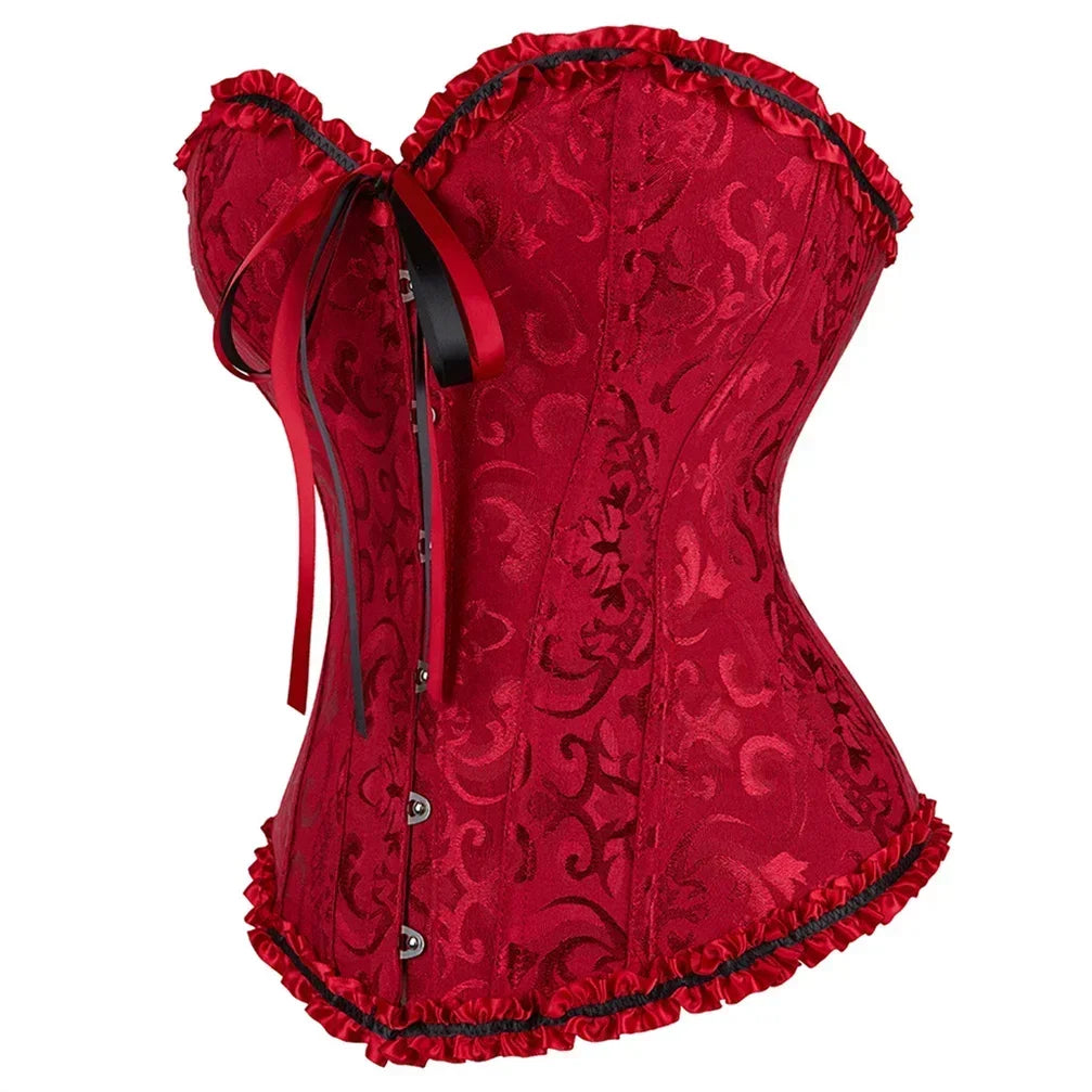 Corsets pour femmes, bustiers fleuris, corset à lacets et baleines, corset vintage, bustier gothique sexy en satin, costume de rave, grandes tailles
