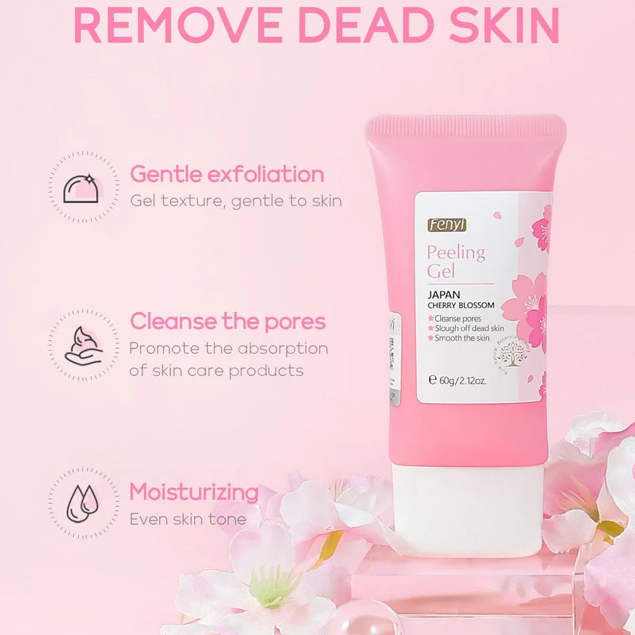 Gel exfoliant nettoyant en profondeur Sakura pour le visage, soin éclaircissant et hydratant, gommage réparateur, 60 g