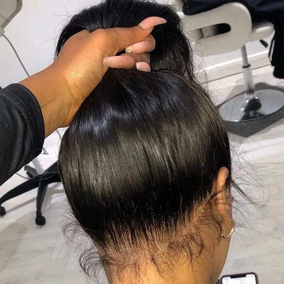 Perruque 5x5 sans colle, cheveux humains, prête à porter, dentelle prédécoupée, perruque lisse à lace front pour femmes