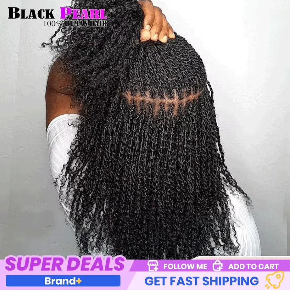 Cheveux Black Pearl Top QVR péruviens crépus bouclés mini twist 50 g/pièce, cheveux humains crépus afro en vrac pour tresses, 100 % cheveux Remy.
