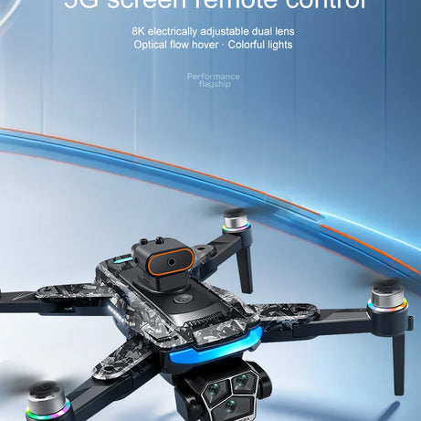 Véritable quadricoptère RC pliable A14 Pro Max GPS Brushless 8K avec trois caméras, détection d'obstacles et écran, pour une portée optimale.