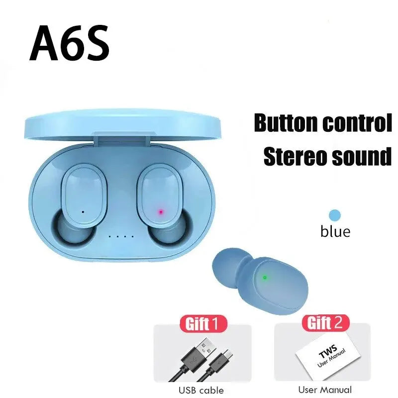 Écouteurs intra-auriculaires Bluetooth sans fil TWS A6S avec réduction de bruit et micro pour Huawei, Xiaomi et Redmi