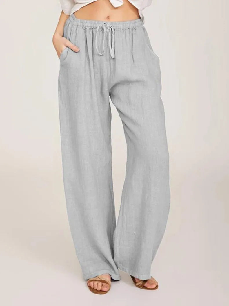Nouveaux vêtements décontractés d'été et d'automne pour femmes en Europe, en Amérique et en Europe. Pantalons décontractés amples en coton et chanvre.