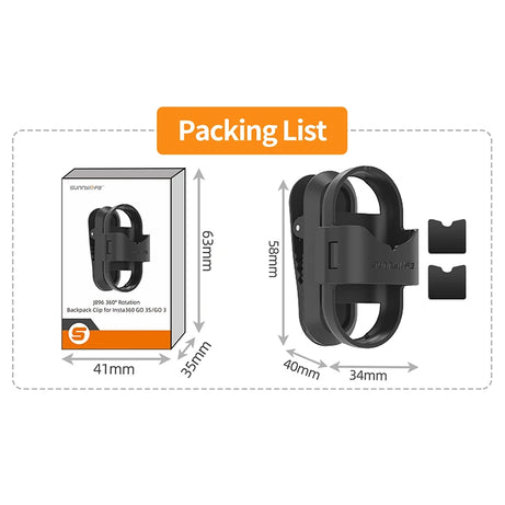 Support de fixation pour sac à dos avec clip de suspension rotatif à 360° pour caméra sportive Insta360 Go 3S/Go 3. Accessoires pour caméra Insta360 Go 3S.