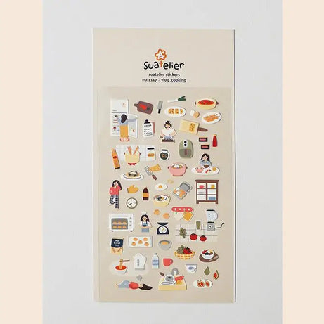 Autocollants Suatelier Foods, scrapbooking esthétique, jolis stickers pour carnets de voyage, décorations coréennes, agendas et fournitures de loisirs créatifs.