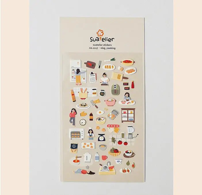 Autocollants Suatelier Foods, scrapbooking esthétique, jolis stickers pour carnets de voyage, décorations coréennes, agendas et fournitures de loisirs créatifs.