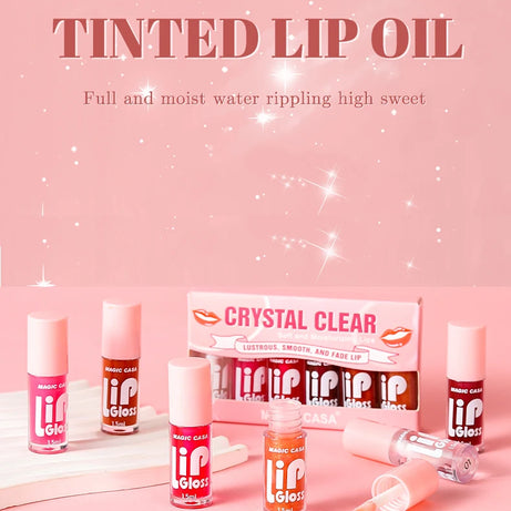 MAGIC CASA Lot de 6 flacons de gel hydratant pour les lèvres, longue tenue, pour des lèvres lisses et brillantes.