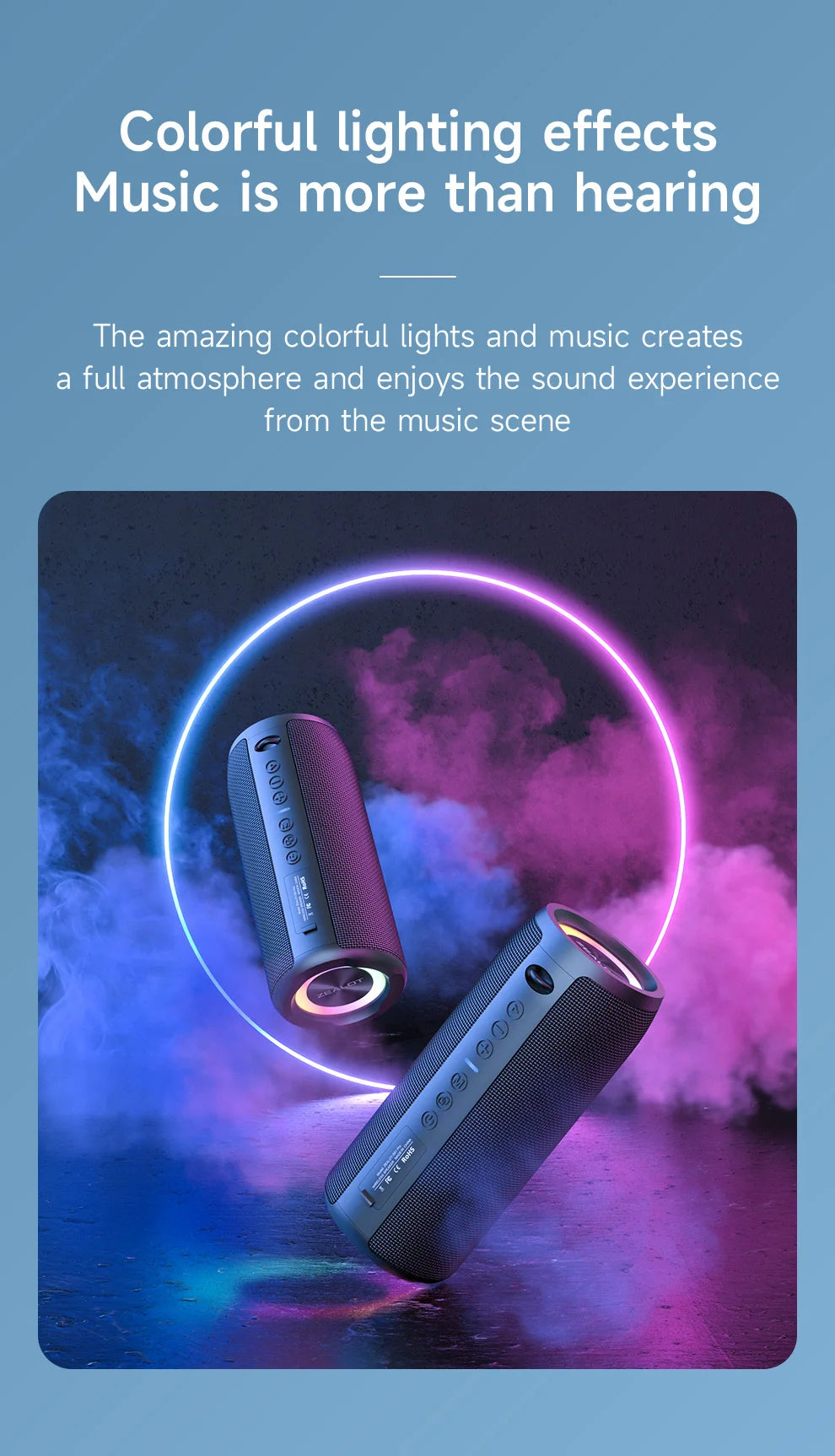 Enceinte Bluetooth haute puissance ZEALOT-S51PRO 40 W, basses stéréo 3D, portable et étanche IPX5, compatible TWS.