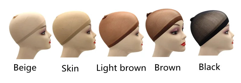 2 unidades/bolsa Gorro de peluca de media superior Red para pelucas de cabello tejido Redes para pelucas de cabello negro Marrón Gorro de peluca de malla elástica para hacer pelucas