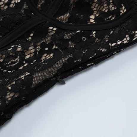 Robe mini moulante à bretelles en dentelle Dulzura été 2024 pour femme, style streetwear sexy, idéale pour les soirées et les clubs. Livraison directe. Vêtements style années 2000.