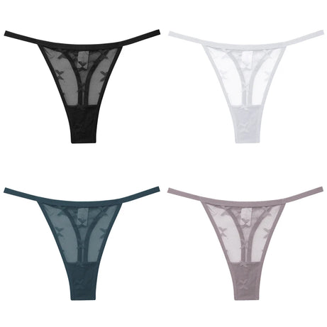 Lot de 4 culottes bikini en dentelle pour femme, strings sexy, tailles S à XL, sous-vêtements confortables dos nageur, lingerie sexy 2022