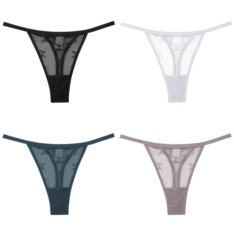 Lot de 4 culottes bikini en dentelle pour femme, strings sexy, tailles S à XL, sous-vêtements confortables dos nageur, lingerie sexy 2022