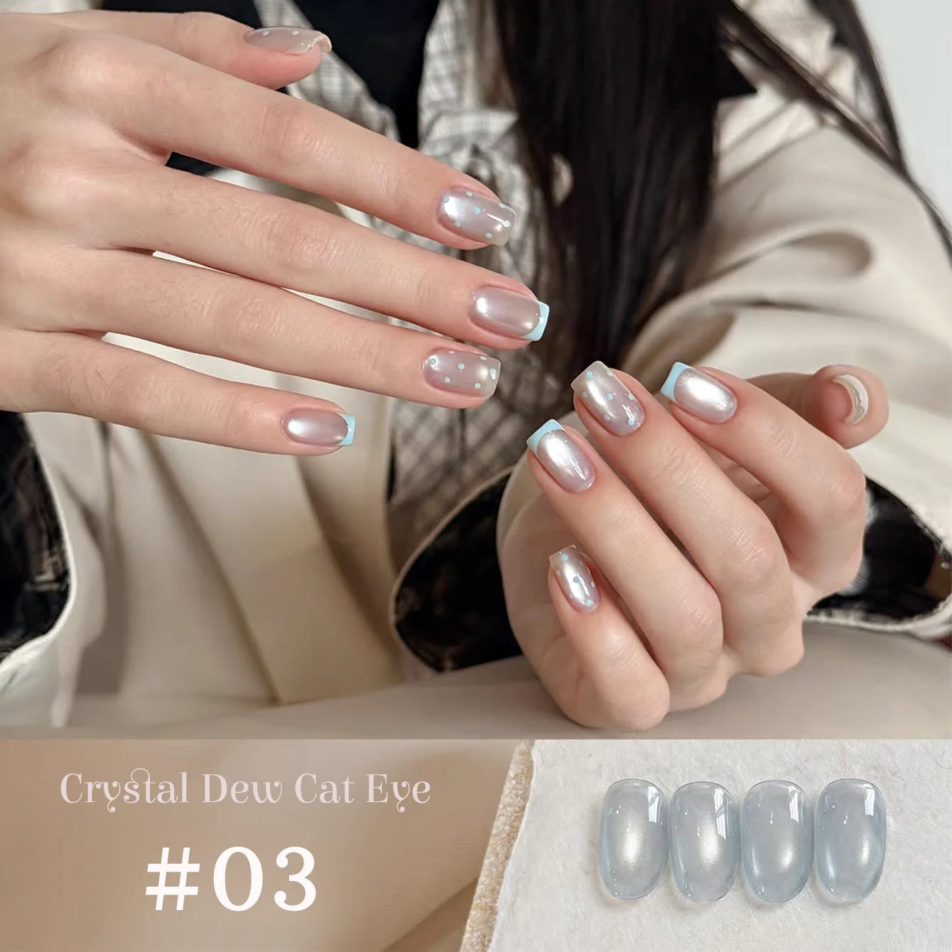 Vernis à ongles gel blanc effet œil de chat TC Flow Light (1 à 9 pièces) - Ultra brillant, semi-permanent, UV, effet miroir, aimant pour ongles