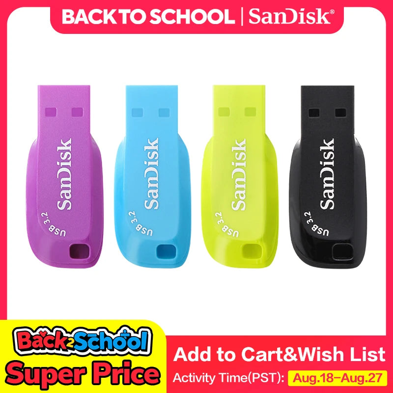 Memoria USB Sandisk CZ410 100% original, USB 3.2, pendrive de 32 GB, 64 GB y 128 GB, alta velocidad, mini disco USB, memoria USB pequeña