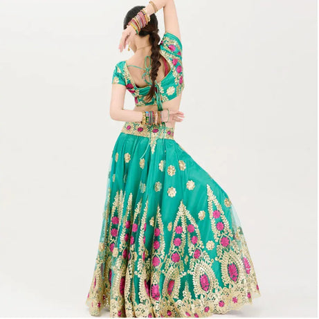 Indian Dance Costume Boutique Embroidery Lenhana Kali Punjab Bollywood Performance Dress Katak Women