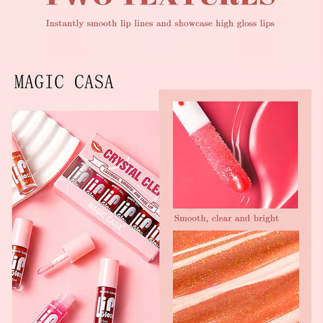 MAGIC CASA Lot de 6 flacons de gel hydratant pour les lèvres, longue tenue, pour des lèvres lisses et brillantes.