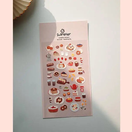 Autocollants Suatelier Foods, scrapbooking esthétique, jolis stickers pour carnets de voyage, décorations coréennes, agendas et fournitures de loisirs créatifs.