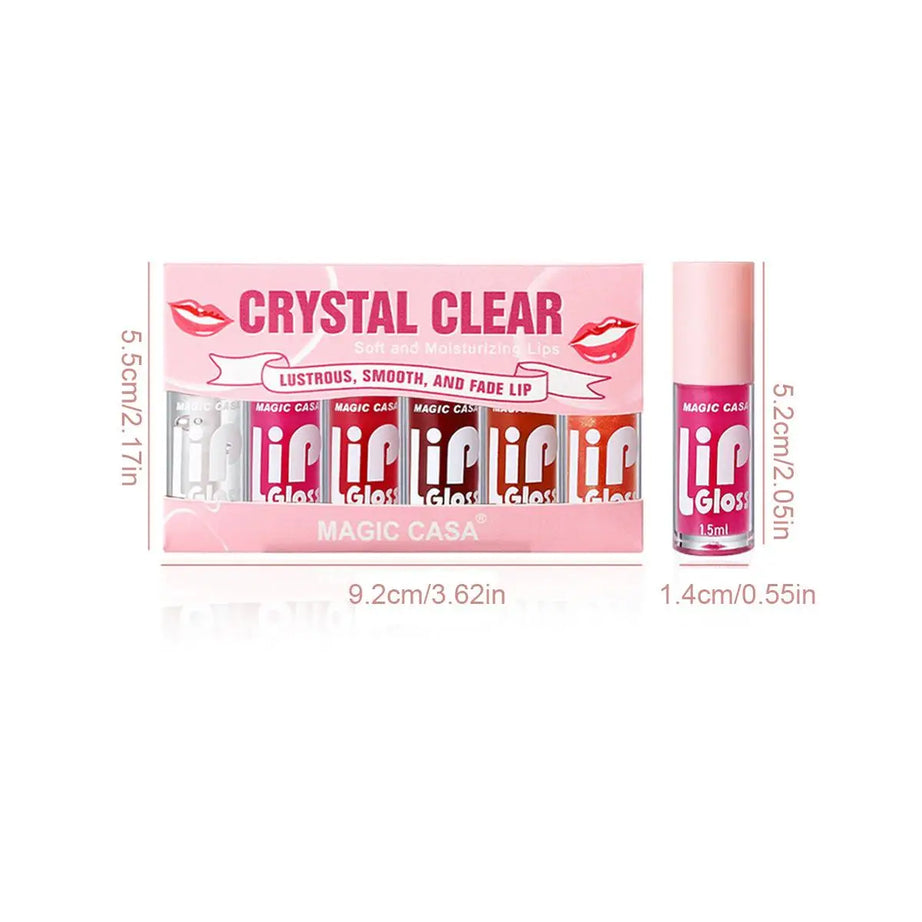 MAGIC CASA Lot de 6 flacons de gel hydratant pour les lèvres, longue tenue, pour des lèvres lisses et brillantes.