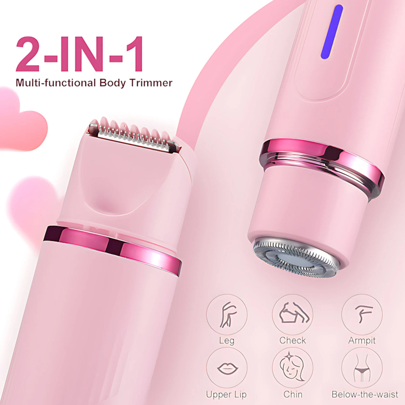 Rasoir électrique pour femme, double tête 2 en 1, rasoir pour aisselles, bras, jambes, maillot et pubis, épilateur