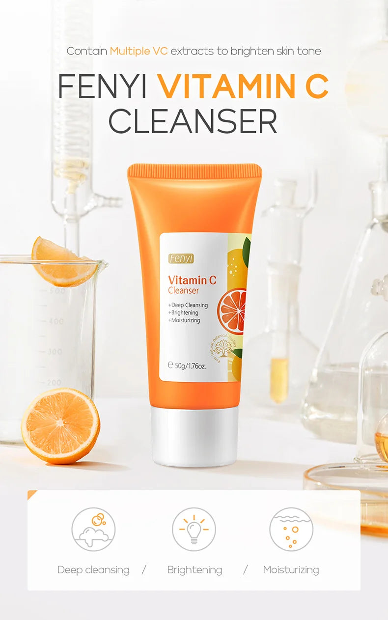 Nettoyant visage à la vitamine C, nettoyant en profondeur, hydratant, éliminateur de points noirs, soin du visage, mousse nettoyante, soin de la peau