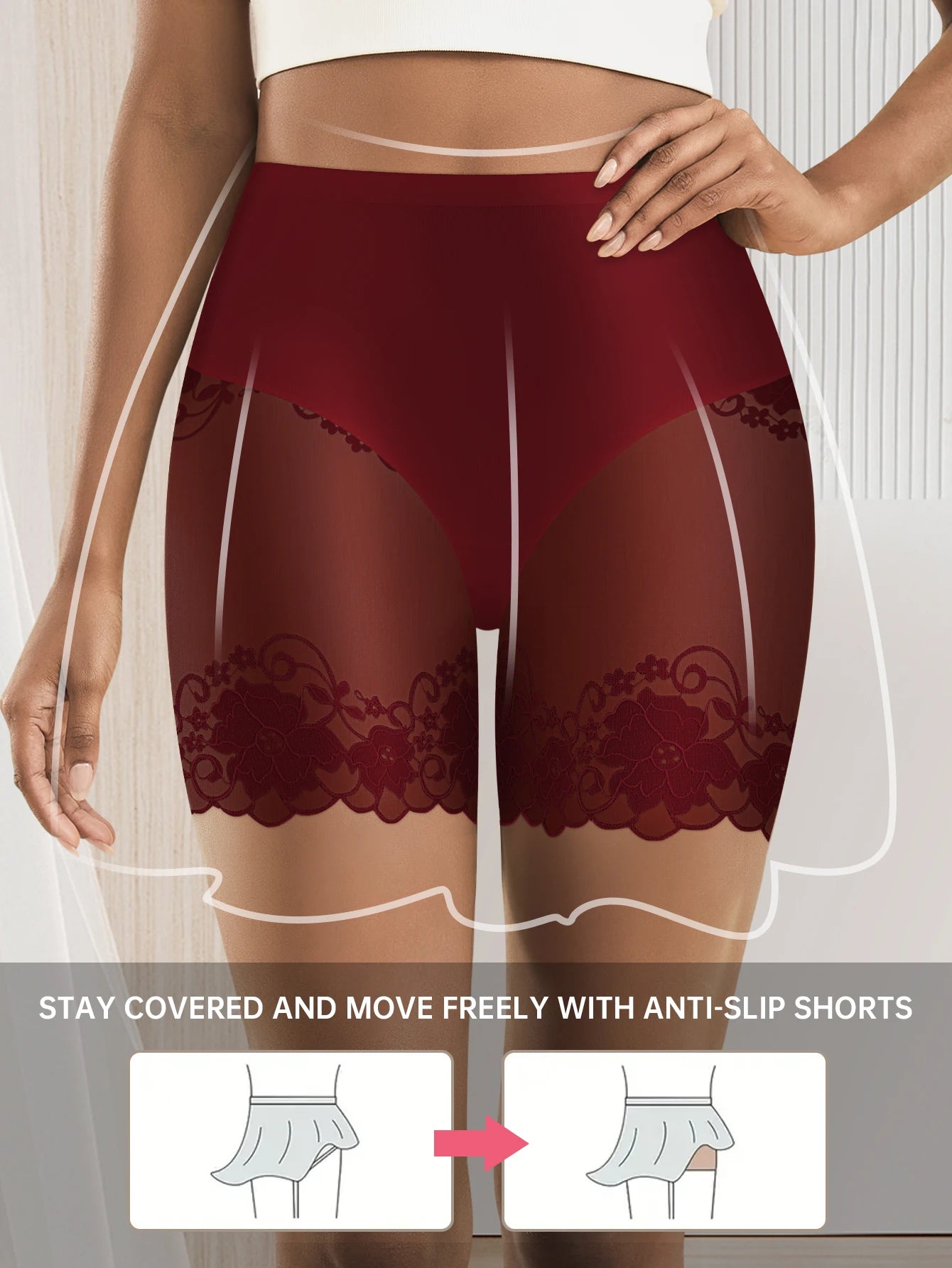 Lot de 2 culottes shorty transparentes pour femmes - Confortables, taille mi-haute, respirantes, ne roulent pas, idéales pour les soirées en amoureux et au quotidien