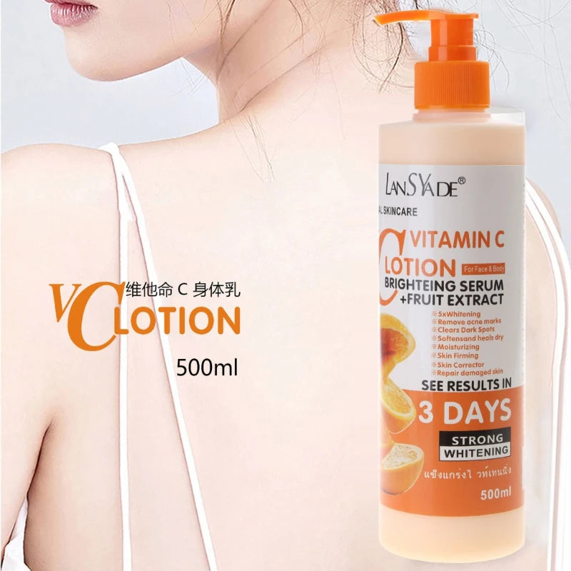 Lotion corporelle à la vitamine C, crème hydratante et nourrissante pour le corps, soin réparateur, anti-gerçures, éclaircissant et nourrissant.