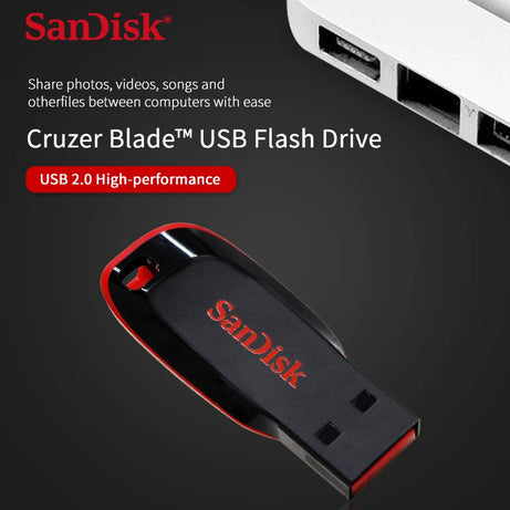 Clé USB SanDisk Cruzer Blade originale 16 Go, 32 Go, 64 Go, 128 Go, disque de stockage USB portable pour ordinateur