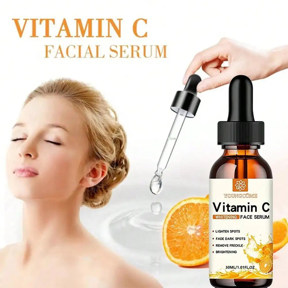 Essence pour le visage à la vitamine C contenant de l'acide hyaluronique, estompe les taches brunes, hydrate, répare et lutte contre le vieillissement cutané. Soin du visage 30 ml