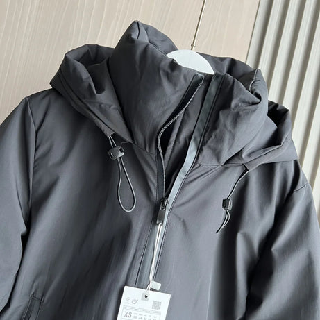 ETJ Automne/Hiver 2025 Nouvelle veste courte femme en coton épais chaud et imperméable à capuche, imitation coupe-vent, manteau d'extérieur 4749703