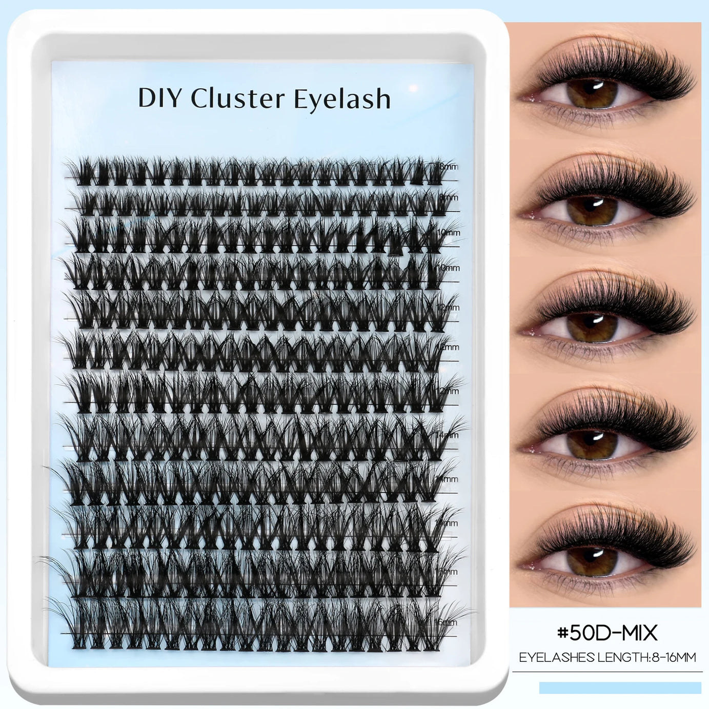 GROINNEYA Faux cils en vison, extensions de cils volumineuses, duveteuses et fines, maquillage pour les cils
