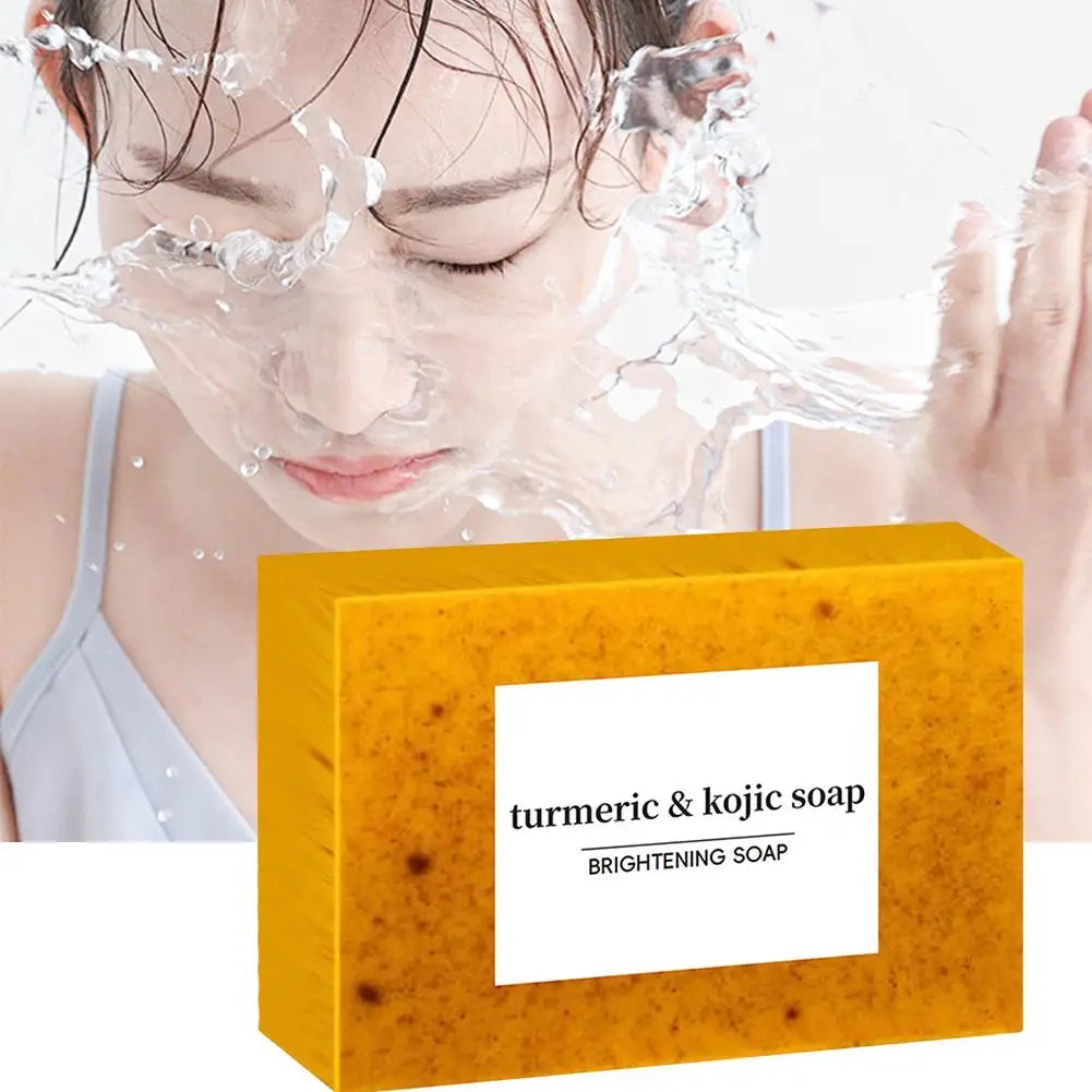 Savon Artisanal Curcuma & Acide Kojique au Citron – Éclat, Anti-Taches Visage & Corps – 100g